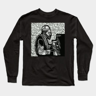 Thelonious Monk Legendary Jazz Piano Player Linotype Art Original Design T-Shirt - Gift for Vinyl Collector, Jazz Fan or Musician Long Sleeve T-Shirt